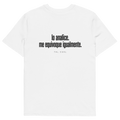Camiseta TAL CUAL 'Lo analicé. Me equivoqué igualmente.' — algodón orgánico. Vista delantera.